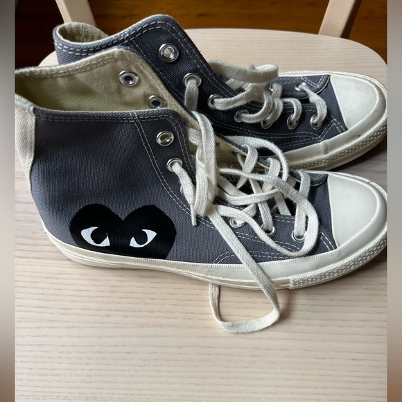Converse x Comme des Garçons PLAY Chuck 70 hi top Grey hidden heart Size M 5 W 7 - Picture 1 of 4